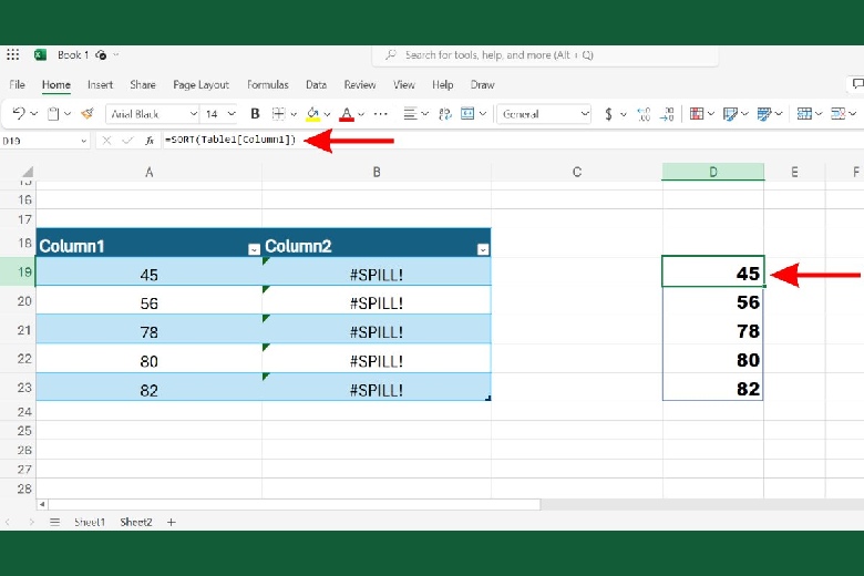 loi spill trong excel 7