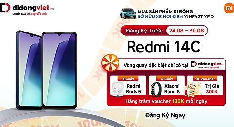 Ra mắt Redmi 14C – Tham gia Minigame 100% trúng quà: 1 suất tặng tai nghe Redmi Buds 5, 2 suất Xiaomi Band 8 và hàng trăm voucher trị giá đến 300K. Tham gia ngay!