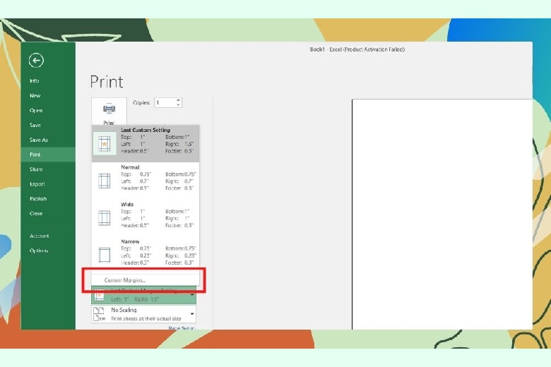 cach in excel vua trang giay a4 2 5