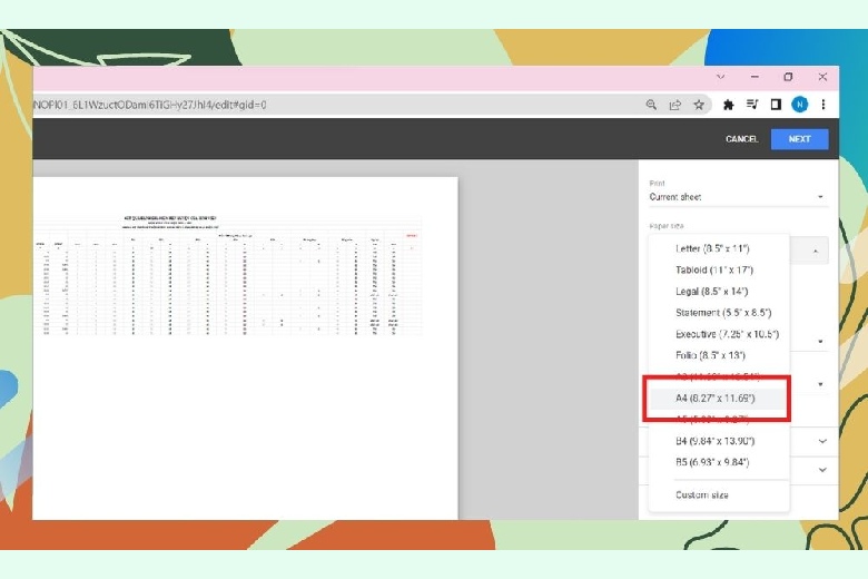 cach in excel vua trang giay a4 4 4