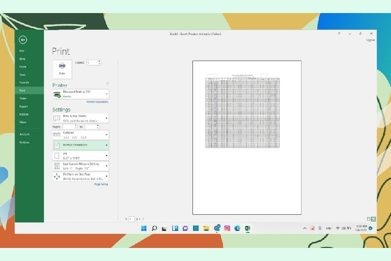 cach in excel vua trang giay a4 5 1