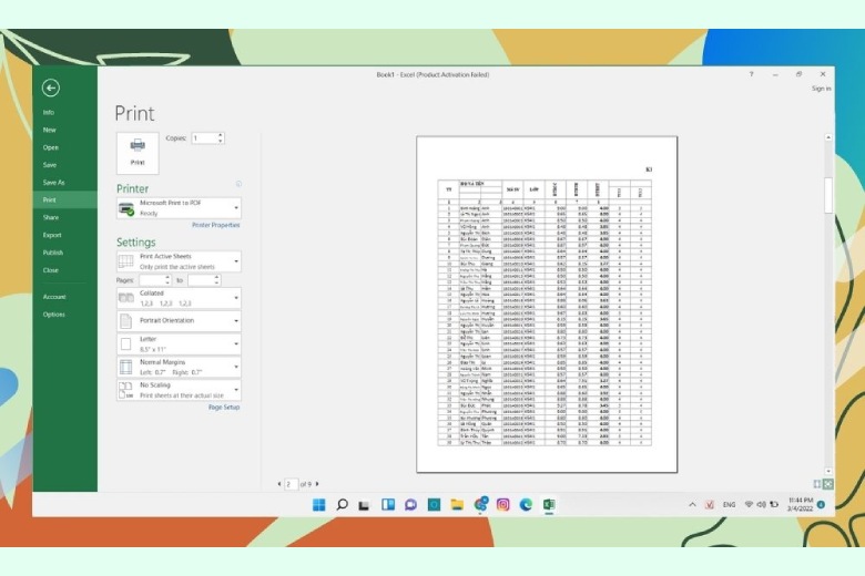 cach in excel vua trang giay a4 5 2