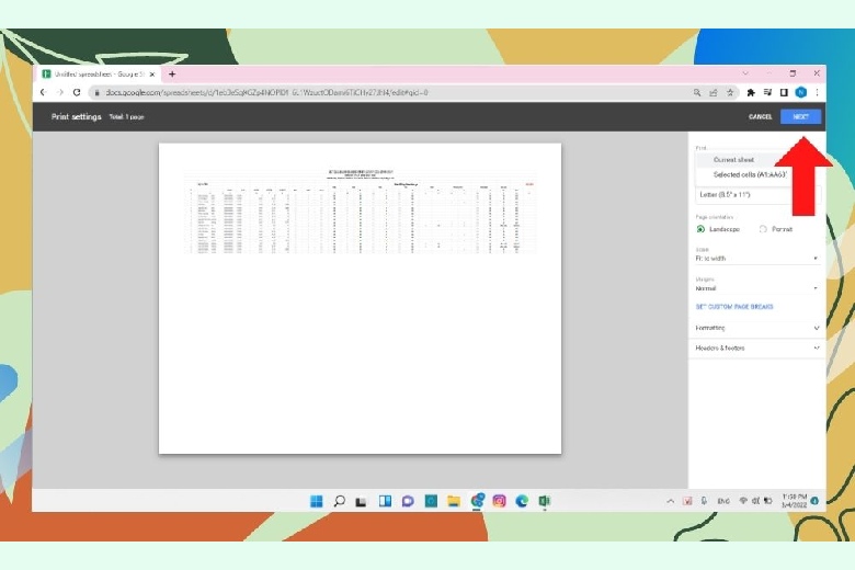 cach in excel vua trang giay a4 5 3