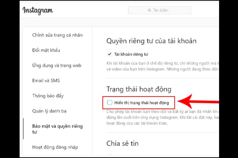 cách tắt trạng thái hoạt động trên instagram