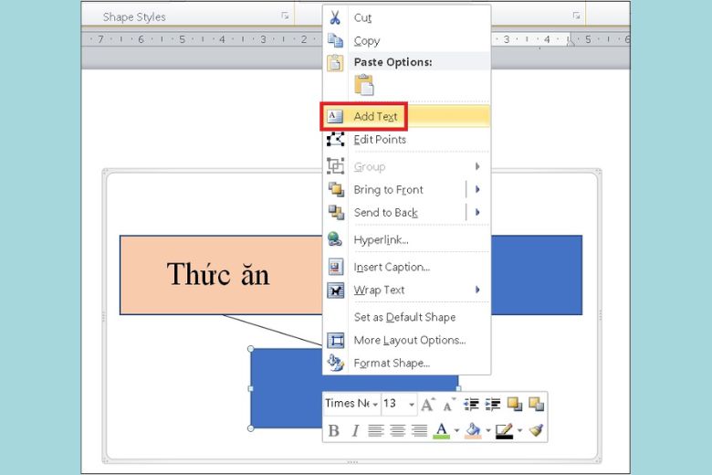 Chọn hình bạn muốn thêm nội dung, nhấp chuột phải và chọn Add Text