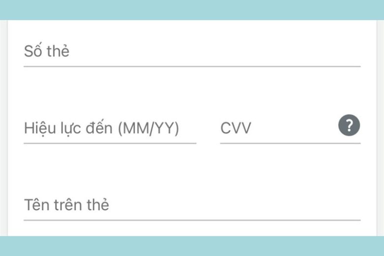 Bạn cần nhập các thông tin thẻ ngân hàng của mình