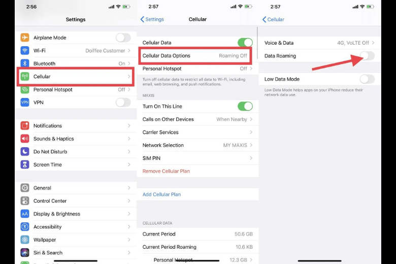 Chuyển vùng dữ liệu là gì? Cách tắt Data Roaming tránh mất tiền oan 9 bật chuyển vùng dữ liệu trên iphone