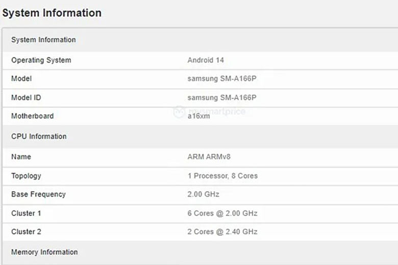 galaxy a16 5g ro ri hieu nang tren geekbench dung chip dimensity 6300 ram 6gb 2 didongviet