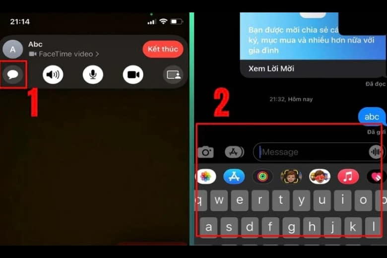 Vừa gọi vừa nhắn tin cùng lúc cho phép bạn gửi văn bản, Memoji, Animoji, hình ảnh, video ngay trong lúc gọi facetime