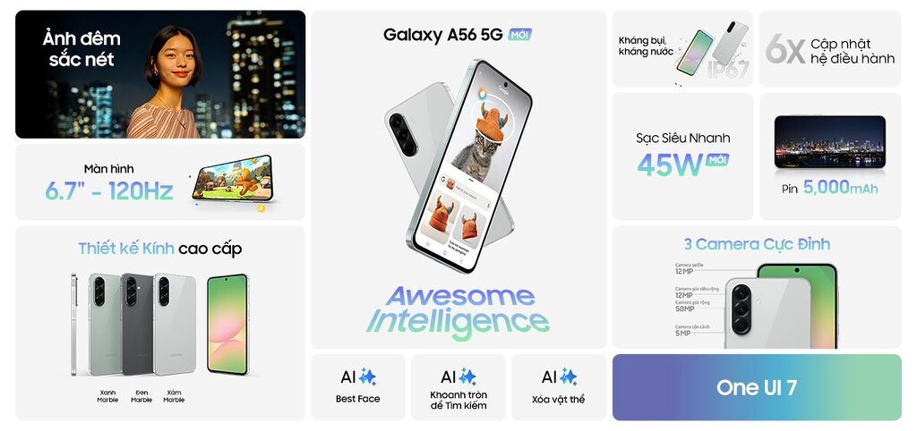Đăng ký sớm nhất Galaxy A56 | A36 5G: Cơ hội trúng vé Anh Trai Say Hi và ưu đãi trị giá hơn 2 triệu đồng. 5 A56 CXP 1200x