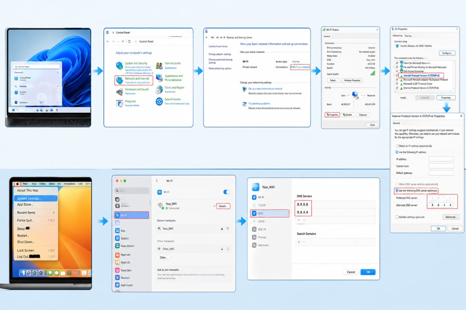DNS Google là gì? Cách đổi DNS tăng tốc mạng trên điện thoại, máy tính 8 Cách đổi DNS trên máy tính (Windows & MacBook)