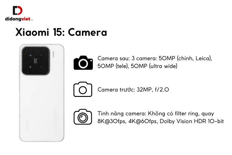 So sánh Xiaomi 15 Ultra và Xiaomi 15: 6 Điểm Khác Biệt Vượt Trội Đánh Thức Khát Vọng Công Nghệ 23 Xiaomi 15 với 3 camera sẵn sàng đáp ứng tốt cho nhu cầu sử dụng hằng ngày và bán chuyên