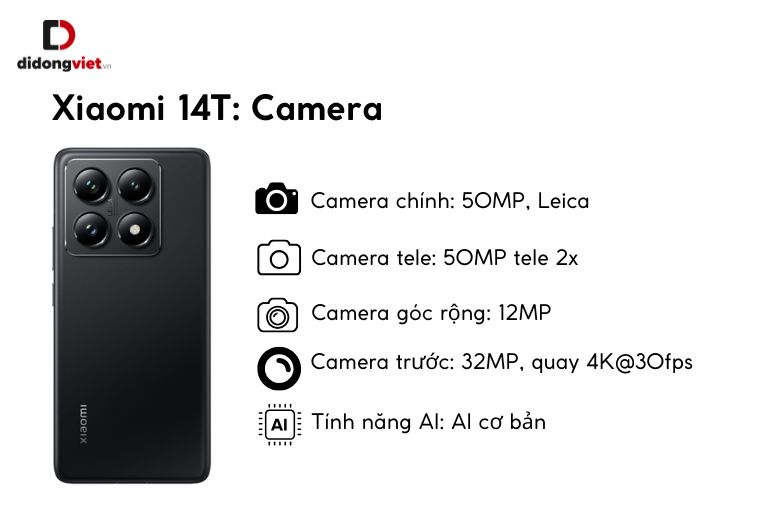 So sánh Xiaomi 15 Ultra và Xiaomi 14T: 5 Điểm Khác Biệt Đột Phá Định Hình Lựa Chọn Flagship 19 Xiaomi 14T có cụm 3 camera cơ bản