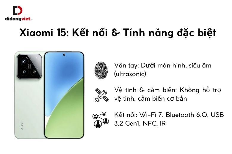 So sánh Xiaomi 15 Ultra và Xiaomi 15: 6 Điểm Khác Biệt Vượt Trội Đánh Thức Khát Vọng Công Nghệ 27 Kết nối và một số tính năng đặc biệt trên Xiaomi 15
