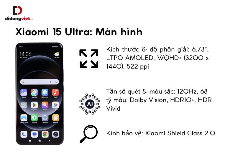 So sánh Xiaomi 15 Ultra và Xiaomi 15: 6 Điểm Khác Biệt Vượt Trội Đánh Thức Khát Vọng Công Nghệ 18 Màn hình sắc nét của Xiaomi 15 với nhiều ưu điểm vượt trội