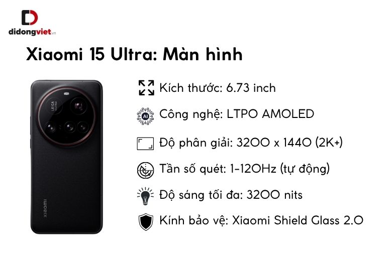 So sánh Xiaomi 15 Ultra và Xiaomi 14T: 5 Điểm Khác Biệt Đột Phá Định Hình Lựa Chọn Flagship 14 Màn hình Xiaomi 15 Ultra có độ phân giải cao và công nghệ LTPO tiết kiệm pin