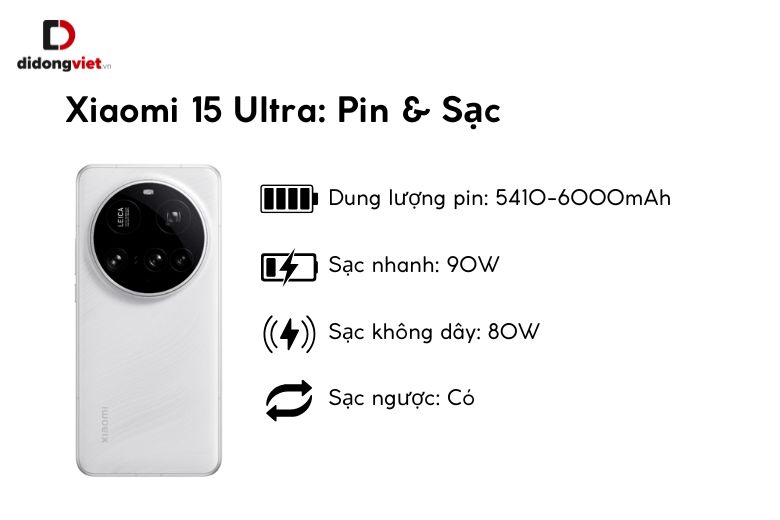 So sánh Xiaomi 15 Ultra và Xiaomi 14T: 5 Điểm Khác Biệt Đột Phá Định Hình Lựa Chọn Flagship 20 Pin Xiaomi 15 Ultra lớn hơn, sạc nhanh và hỗ trợ sạc không dây lẫn sạc ngược
