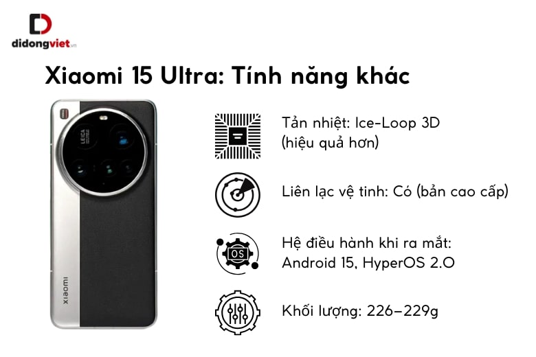 So sánh Xiaomi 15 Ultra và 14 Pro: 5 Bước Tiến Đột Phá Không Thể Bỏ Lỡ 22 Xiaomi 15 Ultra trang bị nhiều công nghệ mới như tản nhiệt Ice-Loop, vân tay siêu âm và HyperOS 2.0
