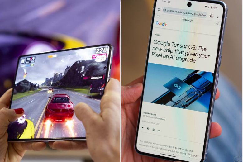 So sánh Samsung Galaxy Z Fold5 và Pixel 8 Pro 12 Galaxy Z Fold5 đa nhiệm, Pixel 8 Pro sở hữu khả năng xử lý AI mượt mà