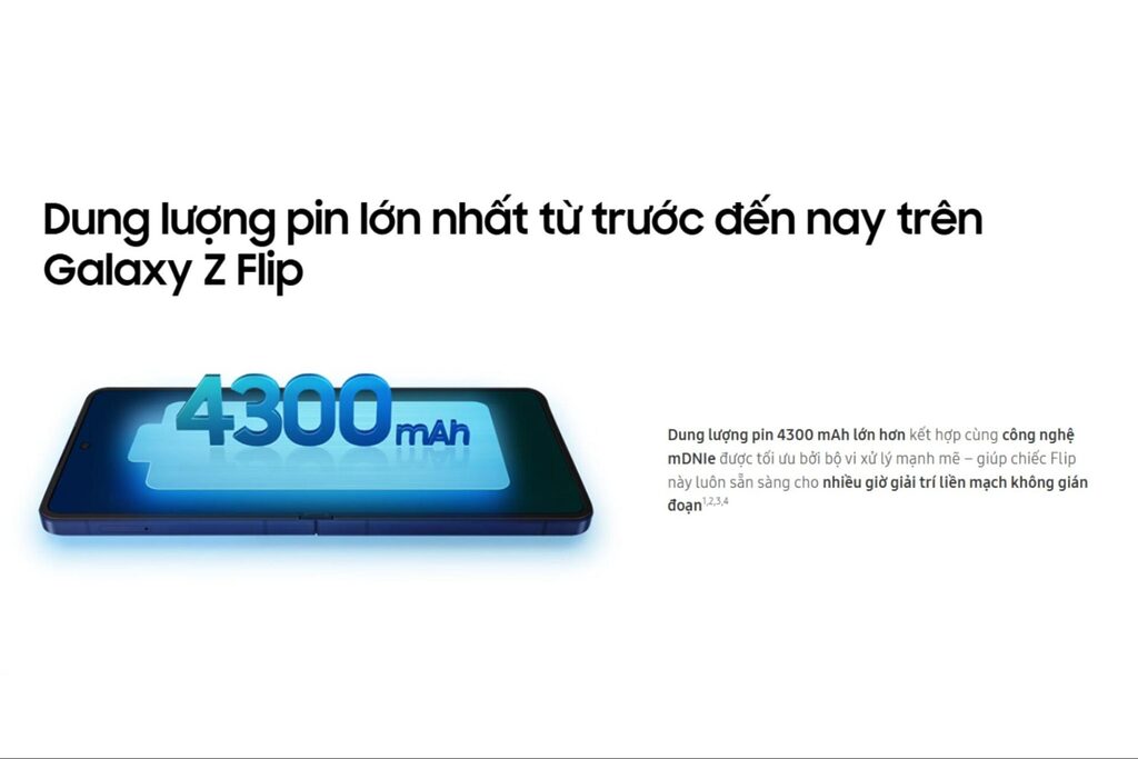 Cấu hình Samsung Galaxy Z Flip7 15 Dung lượng pin của Galaxy Z Flip7