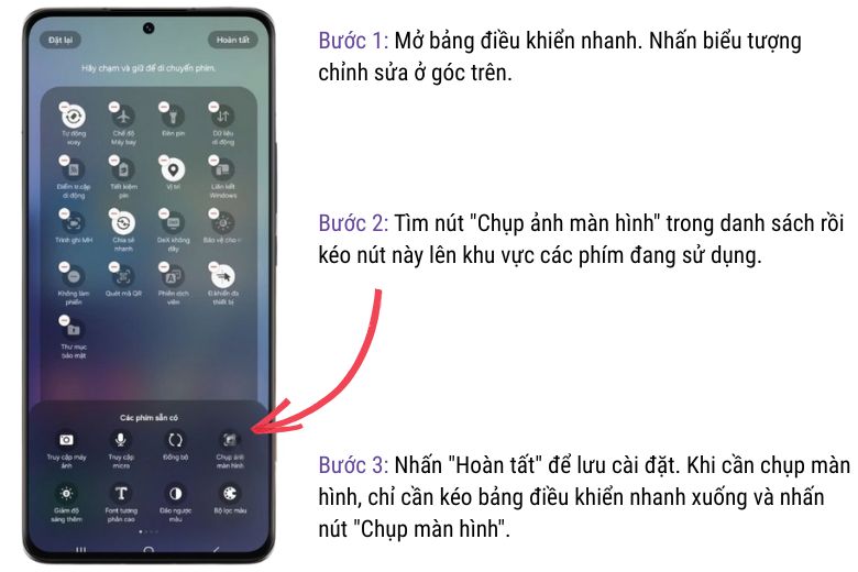 Cách chụp màn hình Galaxy Z Fold7 dễ dàng và hiệu quả nhất 6 Chụp màn hình bằng bảng điều khiển nhanh trên Galaxy Z Fold7