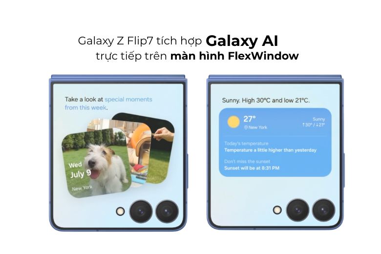 Tính năng màn hình phụ Galaxy Z Flip7: FlexWindow 4.1 inch thay đổi hoàn toàn trải nghiệm sử dụng 14 Galaxy AI trên FlexWindow