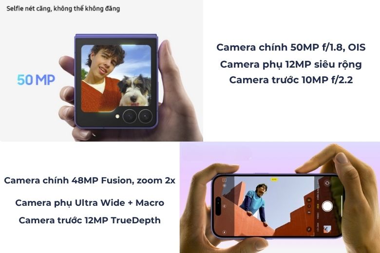 So sánh Galaxy Z Flip7 vs iPhone 16: Cuộc đối đầu giữa thiết kế gập và truyền thống 11 Hệ thống camera của Galaxy Z Flip7 và iPhone 16