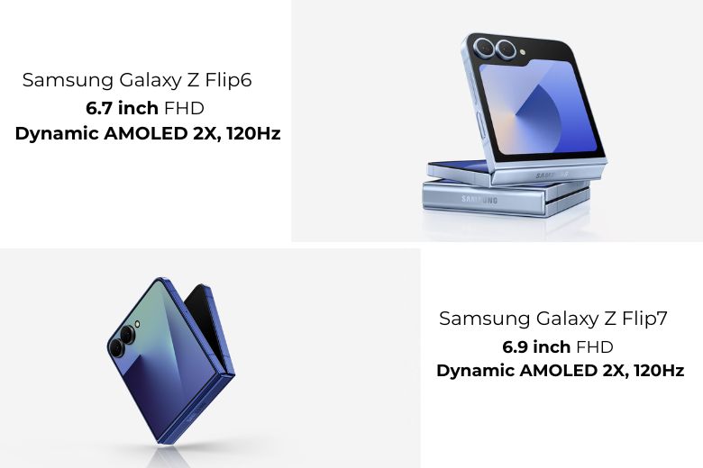 Thiết kế và màn hình của Samsung Galaxy Z Flip7 vs Z Flip6 