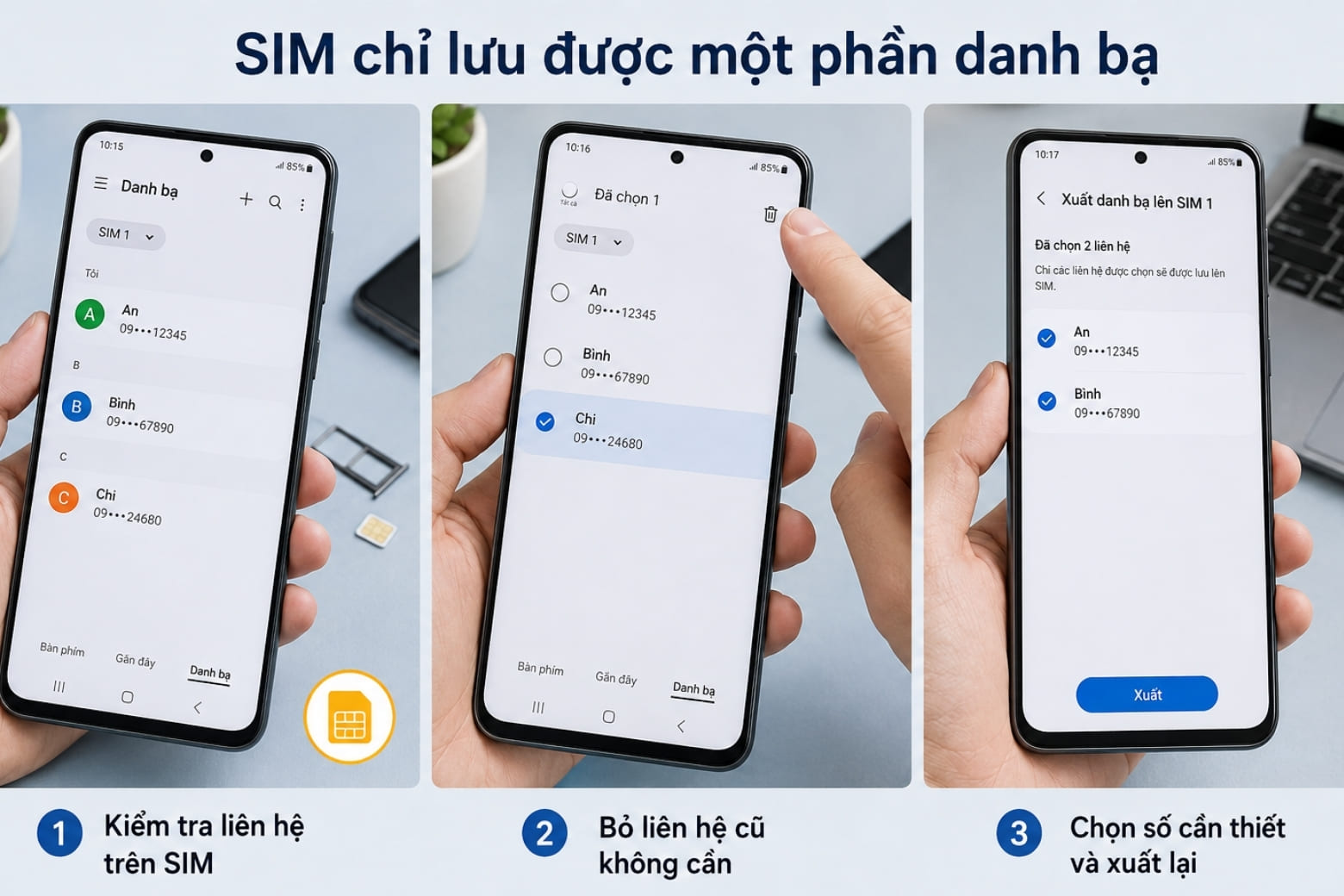 Sao chép danh bạ từ máy sang SIM iPhone: Cách đúng, dễ làm 24 Xử lý giới hạn dung lượng SIM khi danh bạ quá nhiều liên hệ