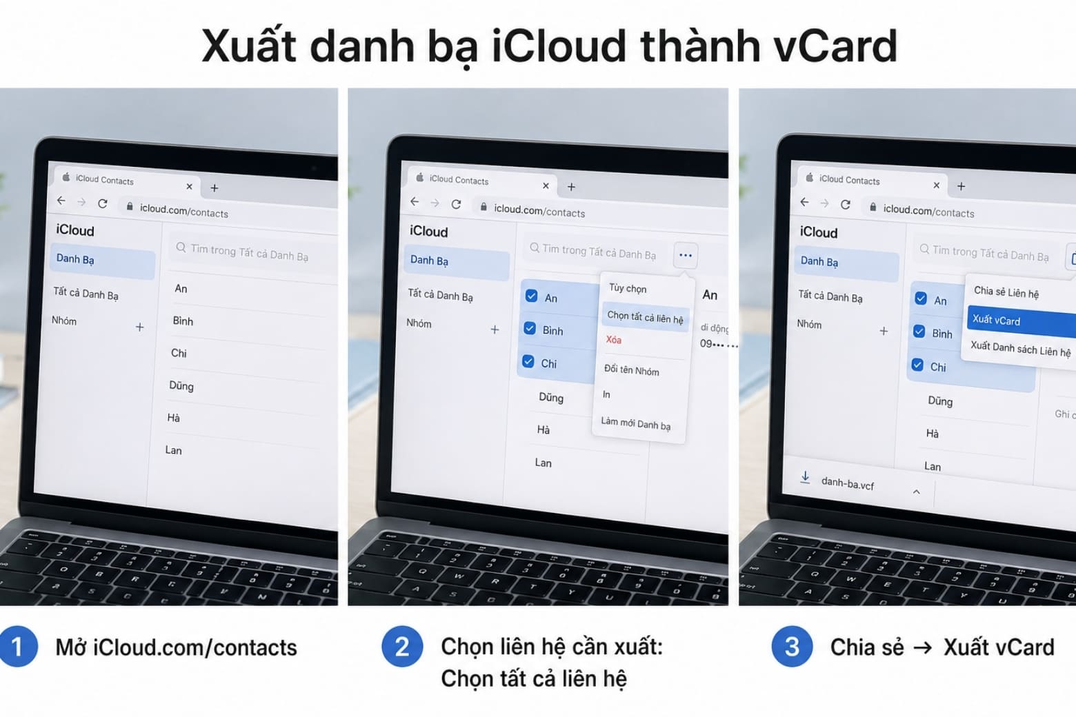 Sao chép danh bạ từ máy sang SIM iPhone: Cách đúng, dễ làm 17 Tạo tệp vCard chứa danh bạ để chuyển sang điện thoại Android