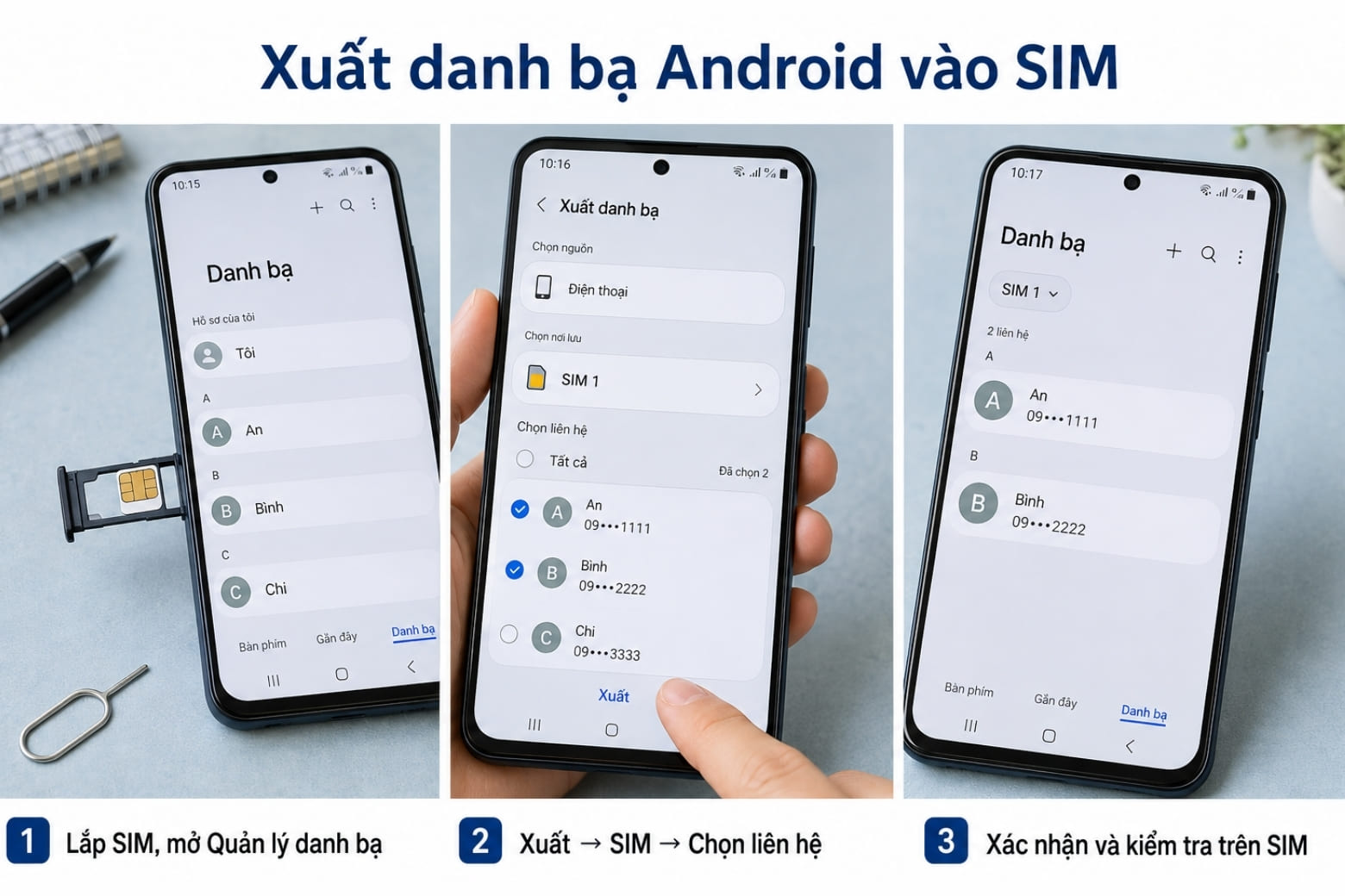 Sao chép danh bạ từ máy sang SIM iPhone: Cách đúng, dễ làm 19 Ghi danh bạ từ Android vào SIM vật lý nhanh chóng và thuận tiện