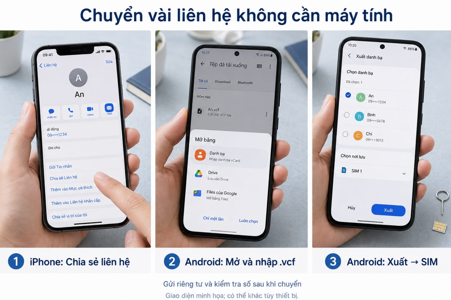 Sao chép danh bạ từ máy sang SIM iPhone: Cách đúng, dễ làm 20 Chuyển từng liên hệ sang Android mà không cần sử dụng máy tính