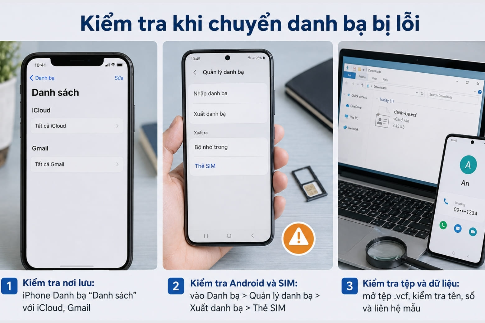 Sao chép danh bạ từ máy sang SIM iPhone: Cách đúng, dễ làm 22 Kiểm tra tài khoản và đồng bộ để tìm lại danh bạ còn thiếu