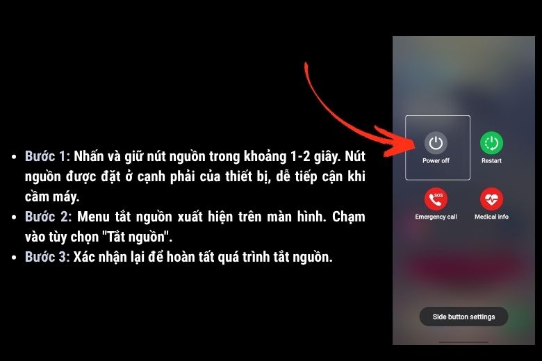 Cách tắt nguồn Galaxy Z Flip 7 một cách dễ dàng và nhanh chóng 4 Cách tắt nguồn Galaxy Z Flip 7 bằng phím vật lý