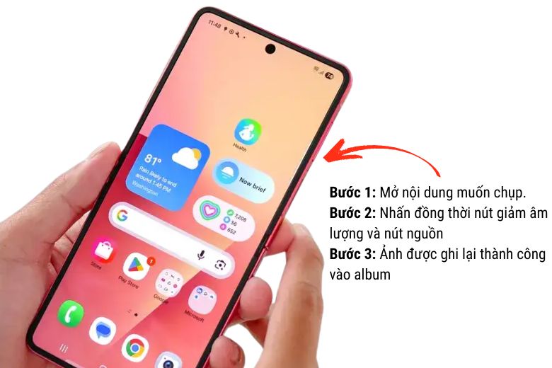 Hướng dẫn chụp màn hình Galaxy Z Flip7: Phương pháp tiện lợi cho người mới sử dụng 5 Chụp màn hình bằng phím cứng vật lý trên Galaxy Z Flip7