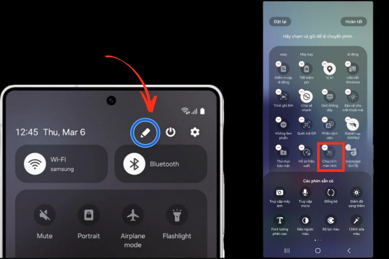 Hướng dẫn chụp màn hình Galaxy Z Flip7: Phương pháp tiện lợi cho người mới sử dụng 7 Chụp màn hình bằng phím tắt trong bảng điều khiển nhanh trên Galaxy Z Flip7