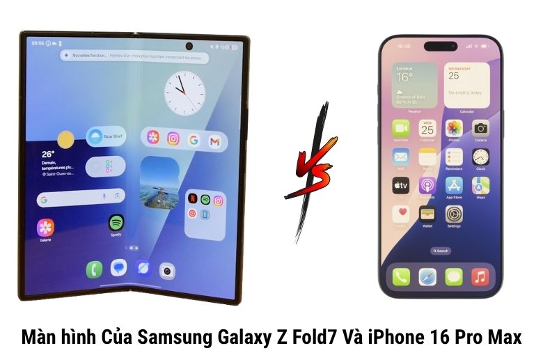 Màn Hình Của Galaxy Z Fold7 Và iPhone 16 Pro Max