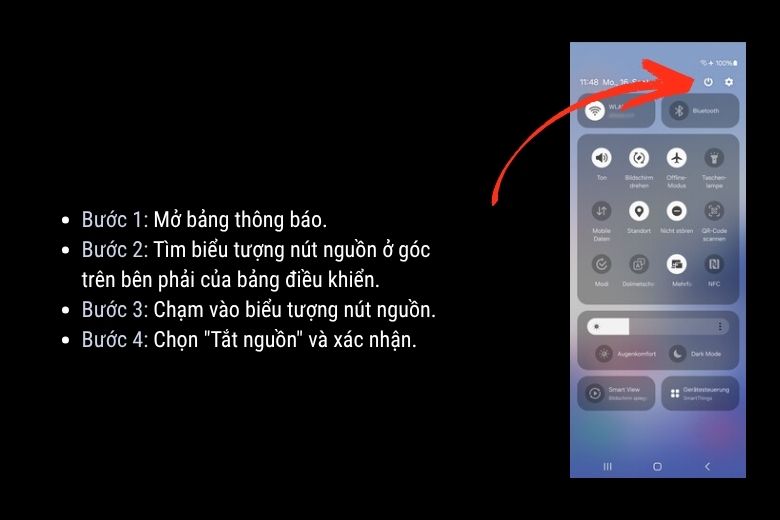 Cách tắt nguồn Galaxy Z Flip 7 một cách dễ dàng và nhanh chóng 5 Tắt Nguồn Từ Bảng Điều Khiển Nhanh