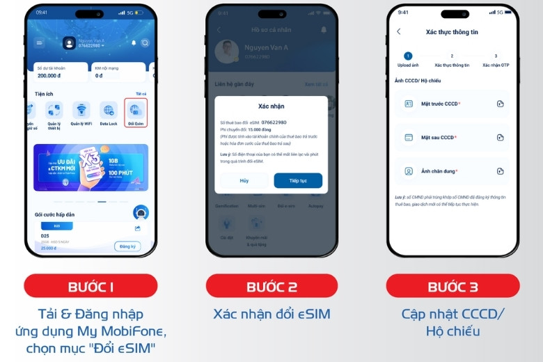 đổi eSIM trên iPhone 5 phút Di Động Việt