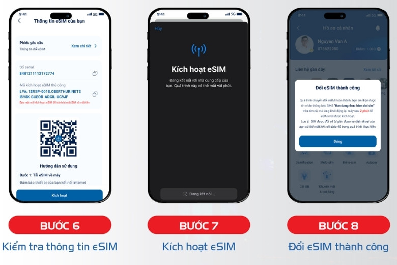 đổi eSIM trên iPhone 5 phút Di Động Việt