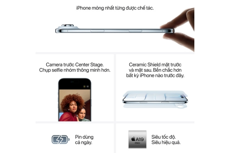 iPhone Air có gì mới? iPhone mỏng nhất, chip A19 Pro mạnh mẽ, sử dụng eSIM 14 iPhone Air Có Gì Mới