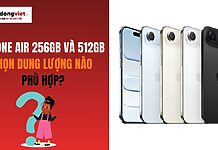 So sánh iPhone Air 256GB và 512GB