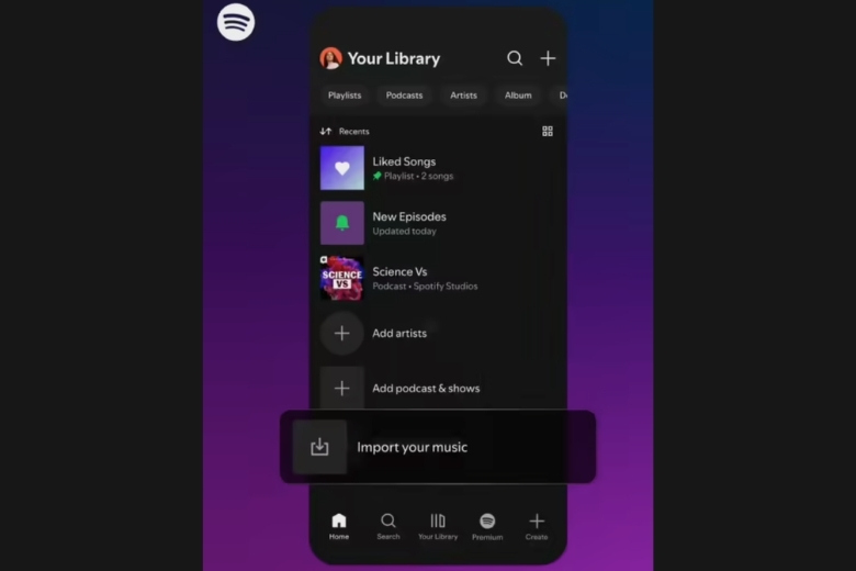 import playlist trên app Spotify di động