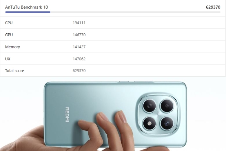 Chip Redmi Note 15 5G mạnh cỡ nào? Chơi game thực tế mượt không? 2 Đánh giá hiệu năng Redmi Note 15 đạt 629370 điểm AnTuTu