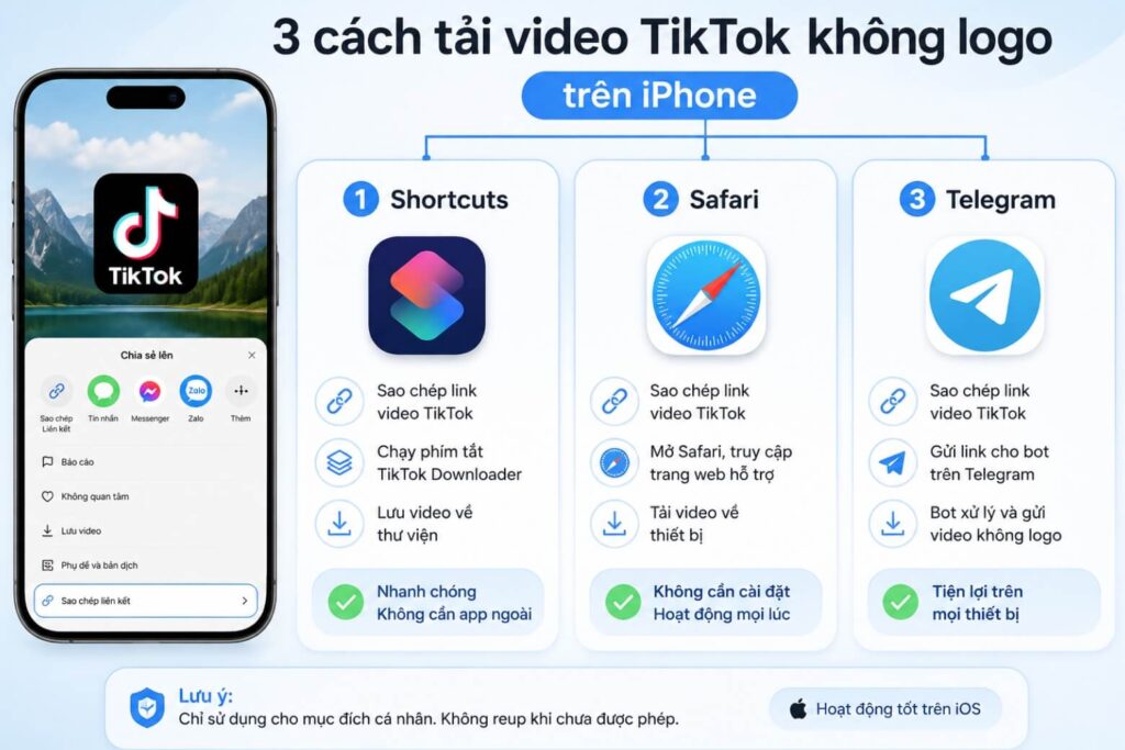 Cách tải video TikTok không logo trên iPhone: Đánh giá thực tế từ người dùng 6 tải video tiktok không logo cho iphone