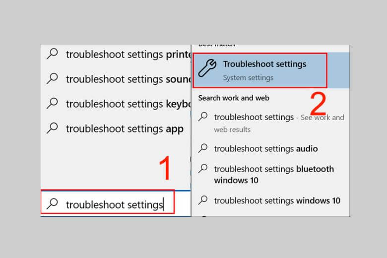 Sửa lỗi phím Fn qua Troubleshoot settings > Keyboard trong Windows.
