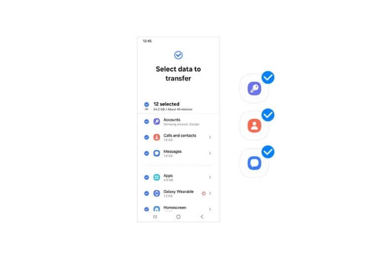 Cách dùng Smart Switch- Bước 4: Chọn dữ liệu cần chuyển
