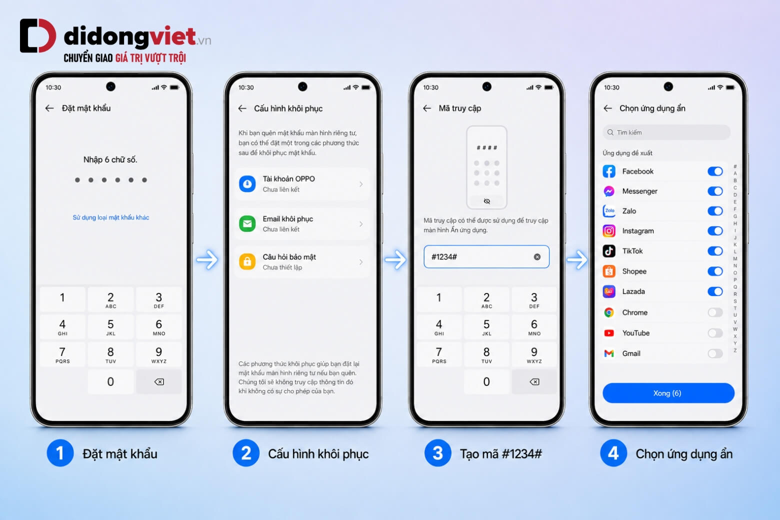 Cách ẩn ứng dụng trên OPPO chi tiết qua từng phiên bản ColorOS 8 cách ẩn ứng dụng trên OPPO bằng mã truy cập