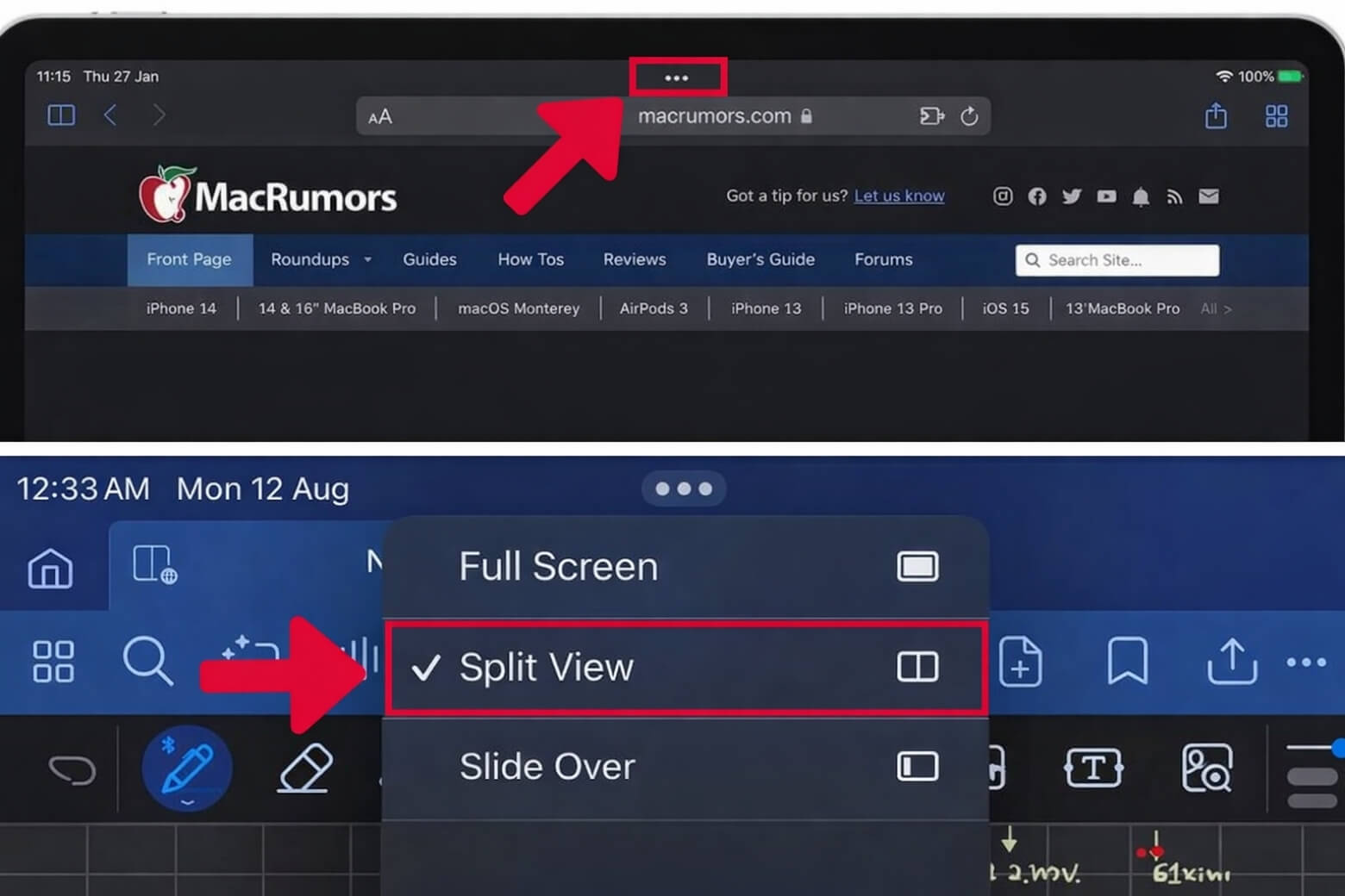 Cách chia đôi màn hình iPad (Split View) cực dễ - Cập nhật 2026 8 Trong giao diện 1 ứng dụng, chọn Split View trong Menu và chọn ứng dụng hiển thị ở bên trang còn lại