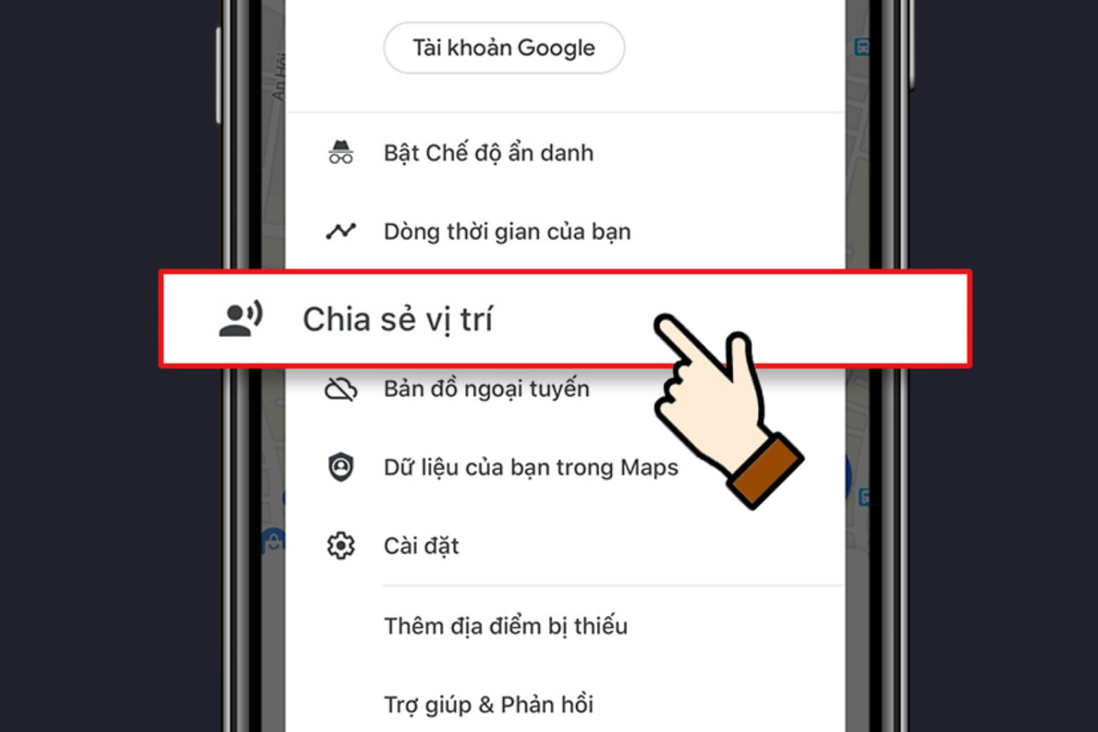 Cách định vị điện thoại OPPO nhanh nhất 2026: Tắt nguồn vẫn tìm được 22 Vào Google Maps trên điện thoại > Chọn Chia sẻ vị trí